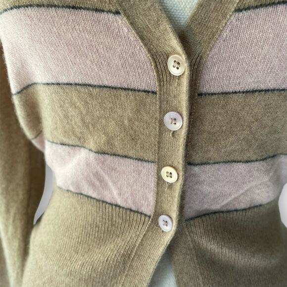 Brunello Cucinelli 100% Cashmere Striped Rugby Cardigan Sweater Size Small - Picture 5 of 12